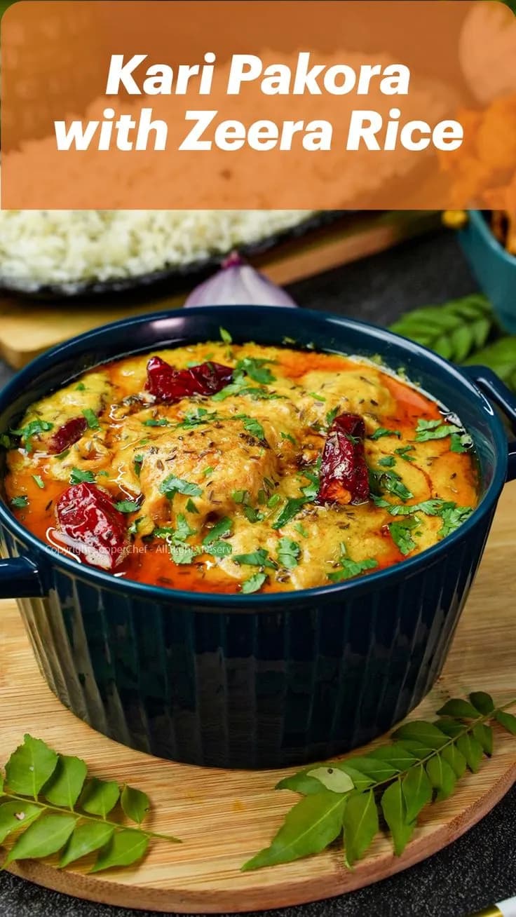 Karhi Pakora with Zeera Rice (serves 8-10 )